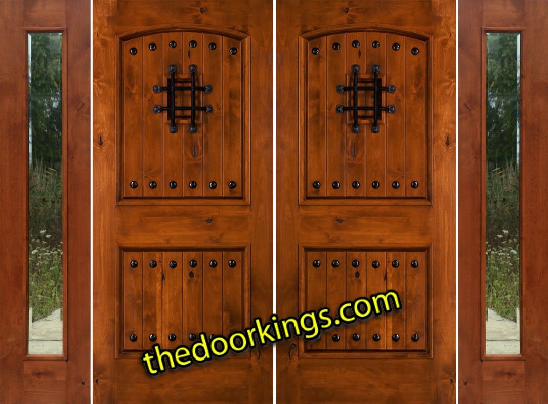 sw83 knotty alder double door with two bevel sidelites